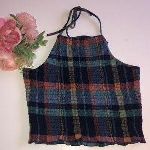 Madras Crop Top American Eagle Plaid crop halter Medium Elastic Stretchy